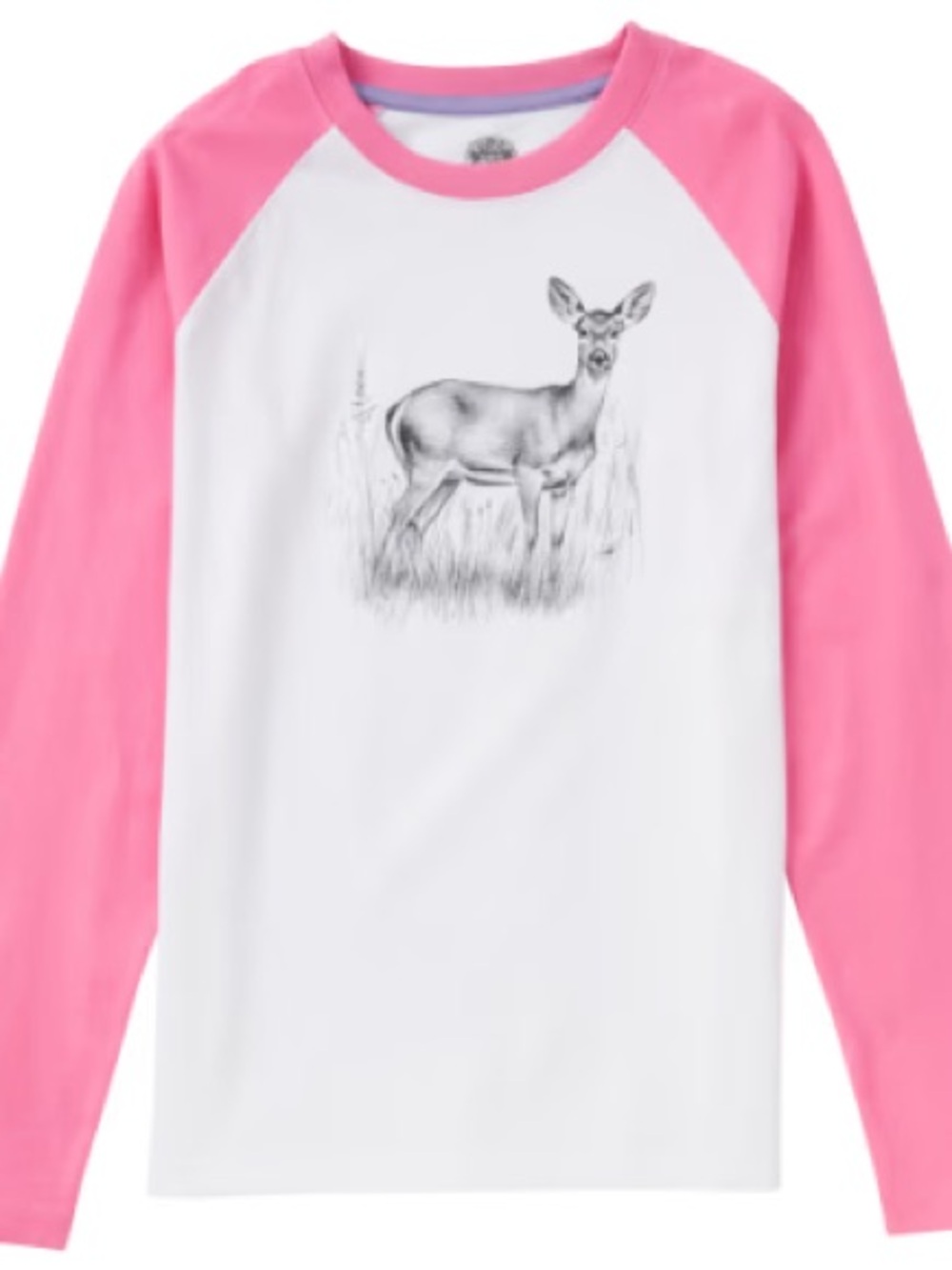 Outdoor Kids Pink & White Deer Graphic Raglan Shirt